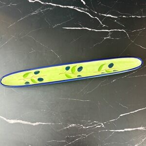 Handmade Ceramic Olive Serving Dish Tray 18" x 2" Green w/Olive Branched EUC!